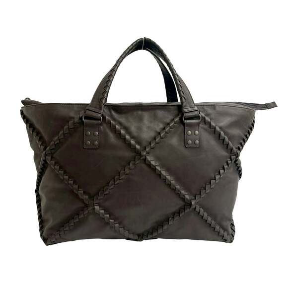 Bottega Veneta Handbags - BOTTEGA VENETA Brown Leather Intrecciato Boston Bag